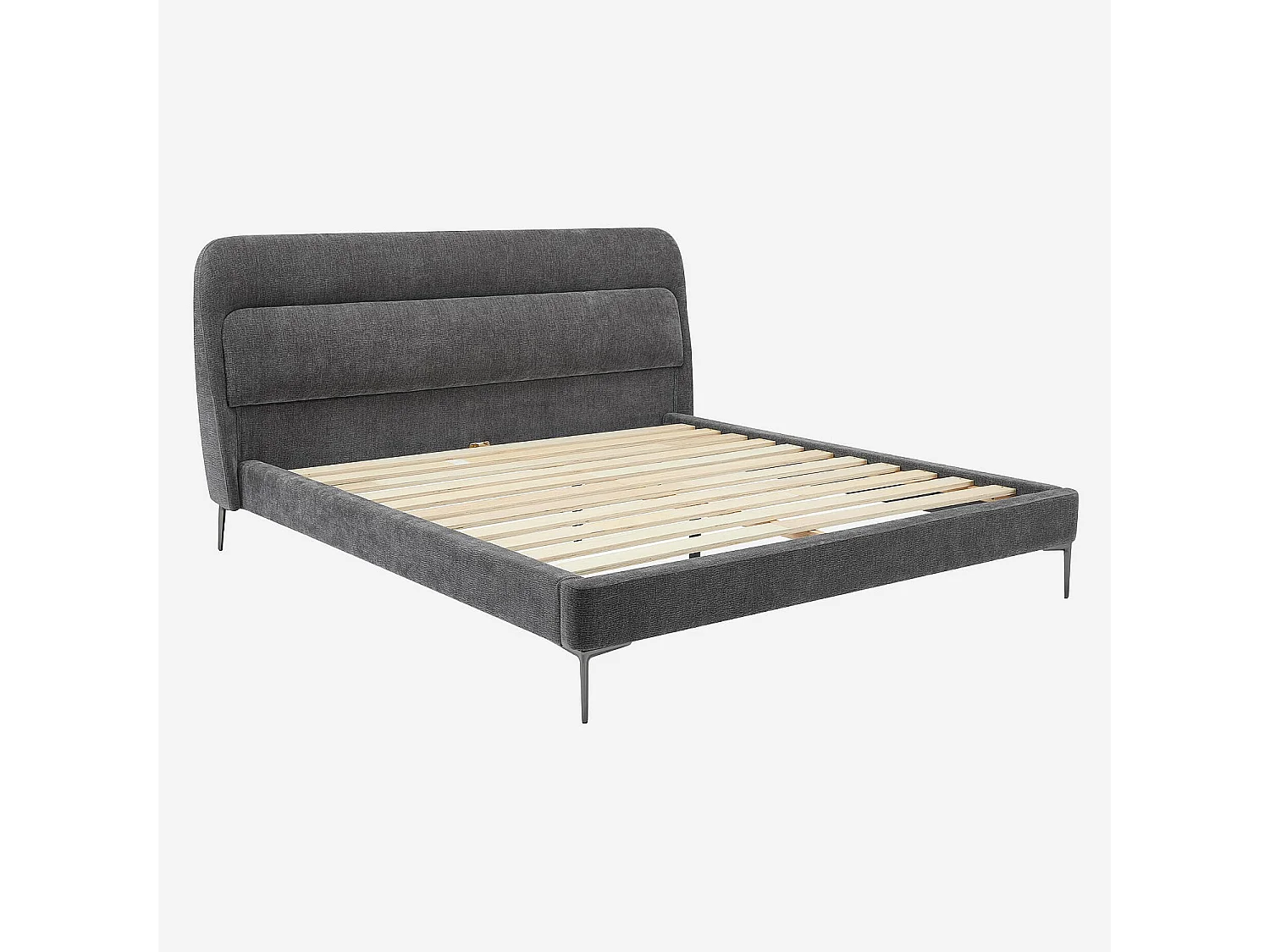 Lit 160 x 200 cm en tissu - Gris galet