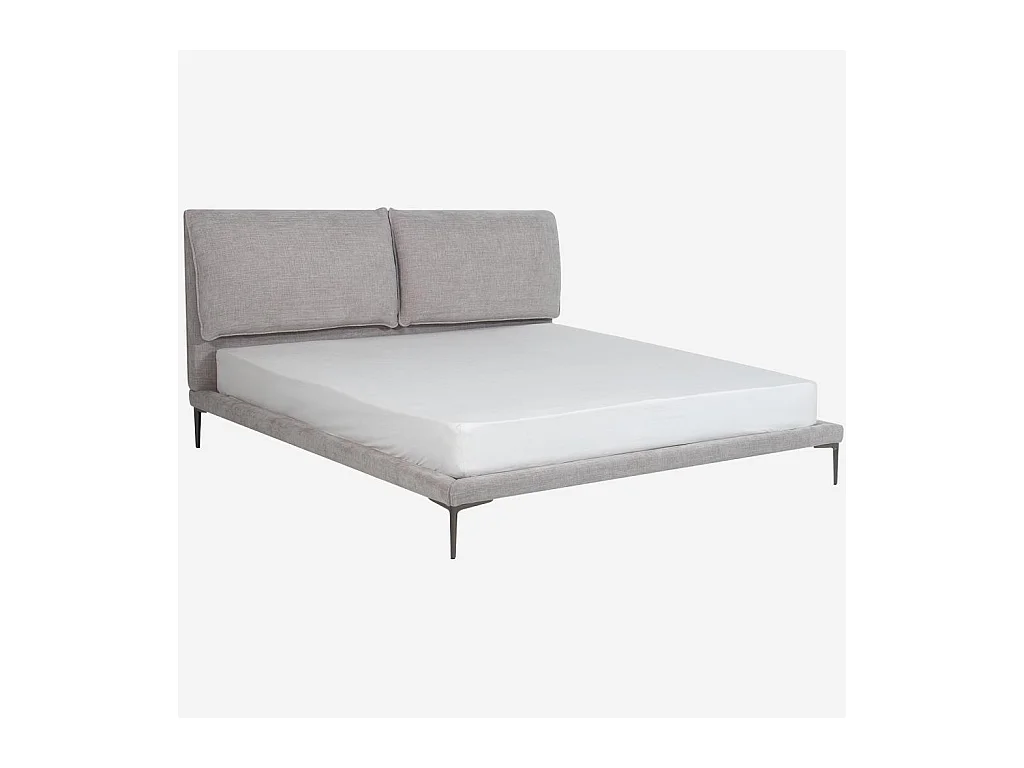 Habitat - Lit 180 x 200 cm en tissu - Gris perle - Softy