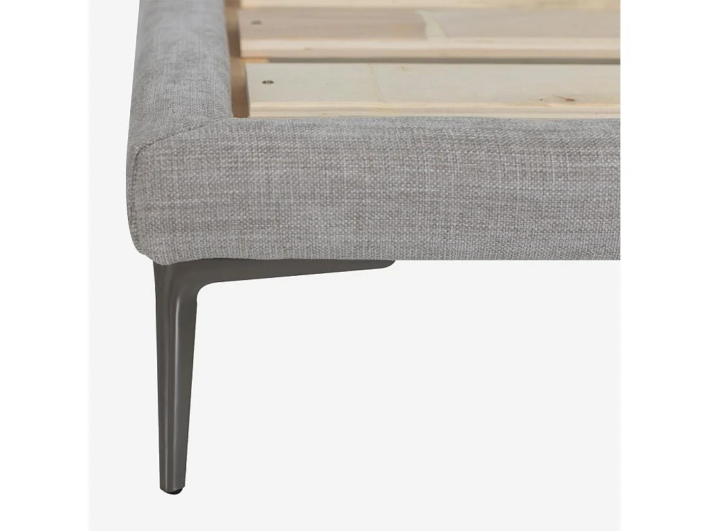 Habitat - Lit 180 x 200 cm en tissu - Gris perle - Softy