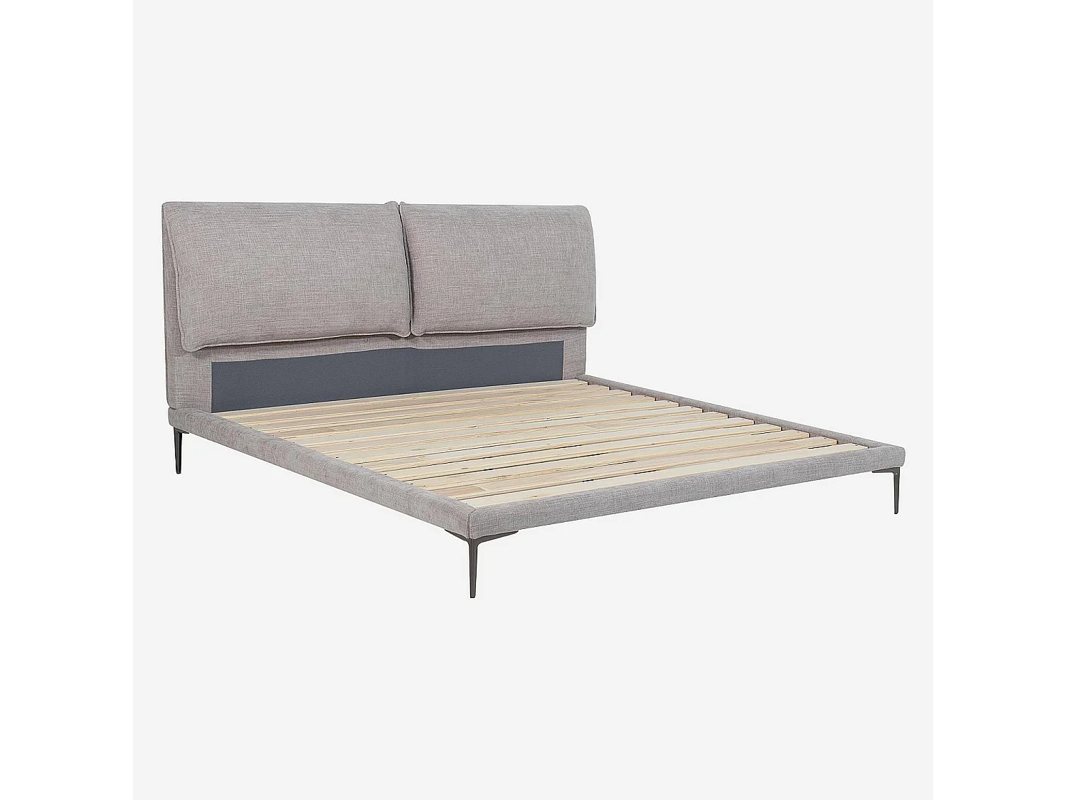 Lit 180 x 200 cm en tissu - Gris perle