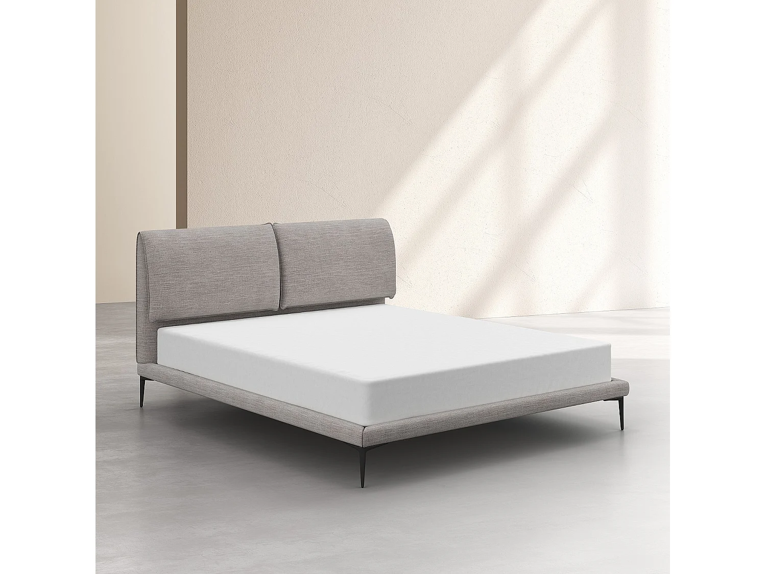 Lit 180 x 200 cm en tissu - Gris perle