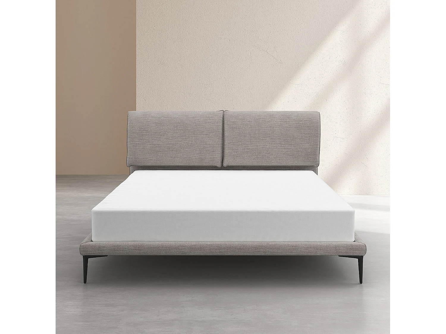 Lit 180 x 200 cm en tissu - Gris perle