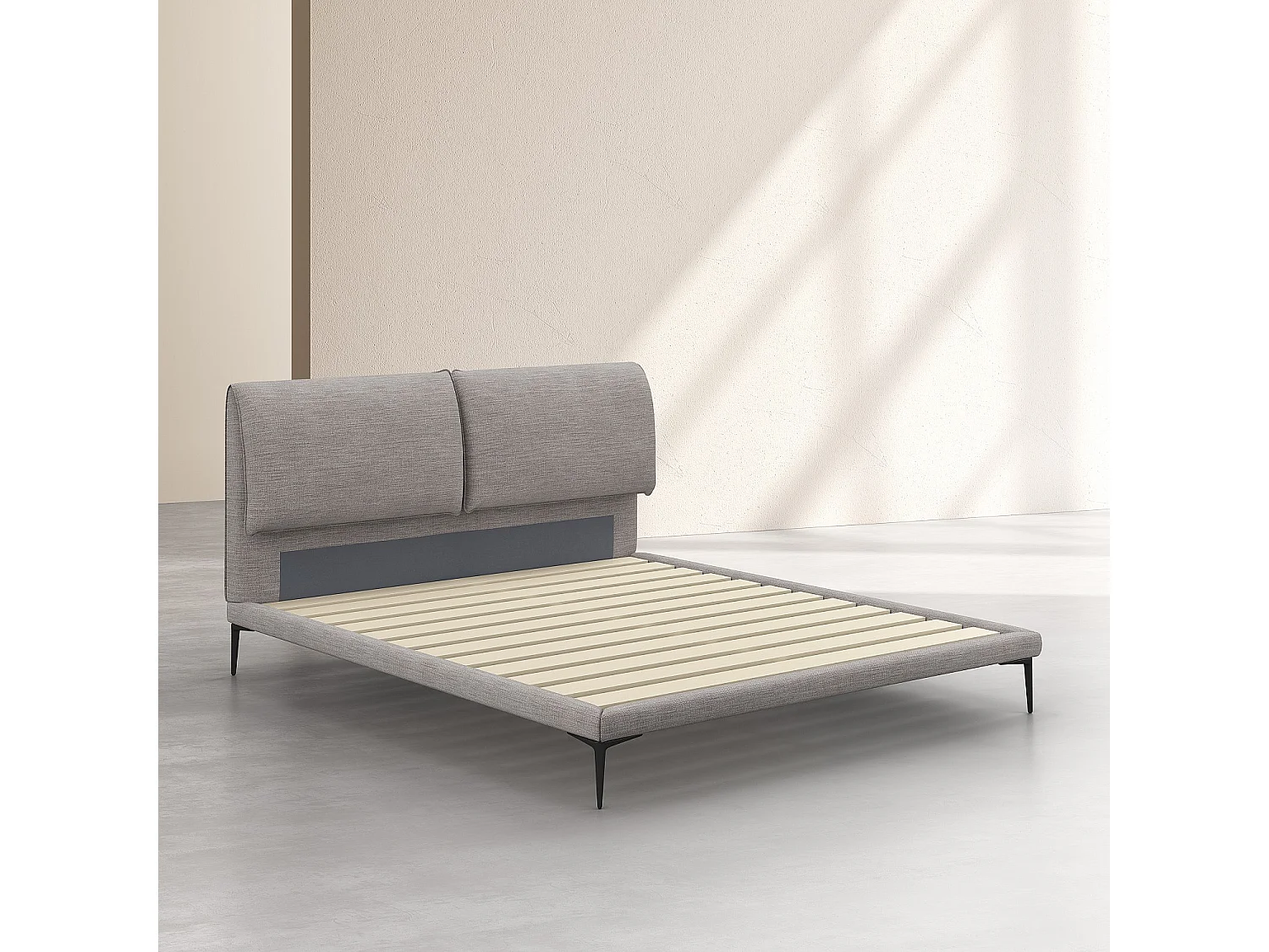 Lit 180 x 200 cm en tissu - Gris perle