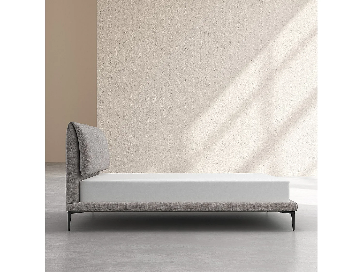 Lit 180 x 200 cm en tissu - Gris perle