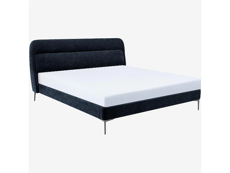 Habitat - Lit 180 x 200 cm en tissu - Bleu nuit - Izmir