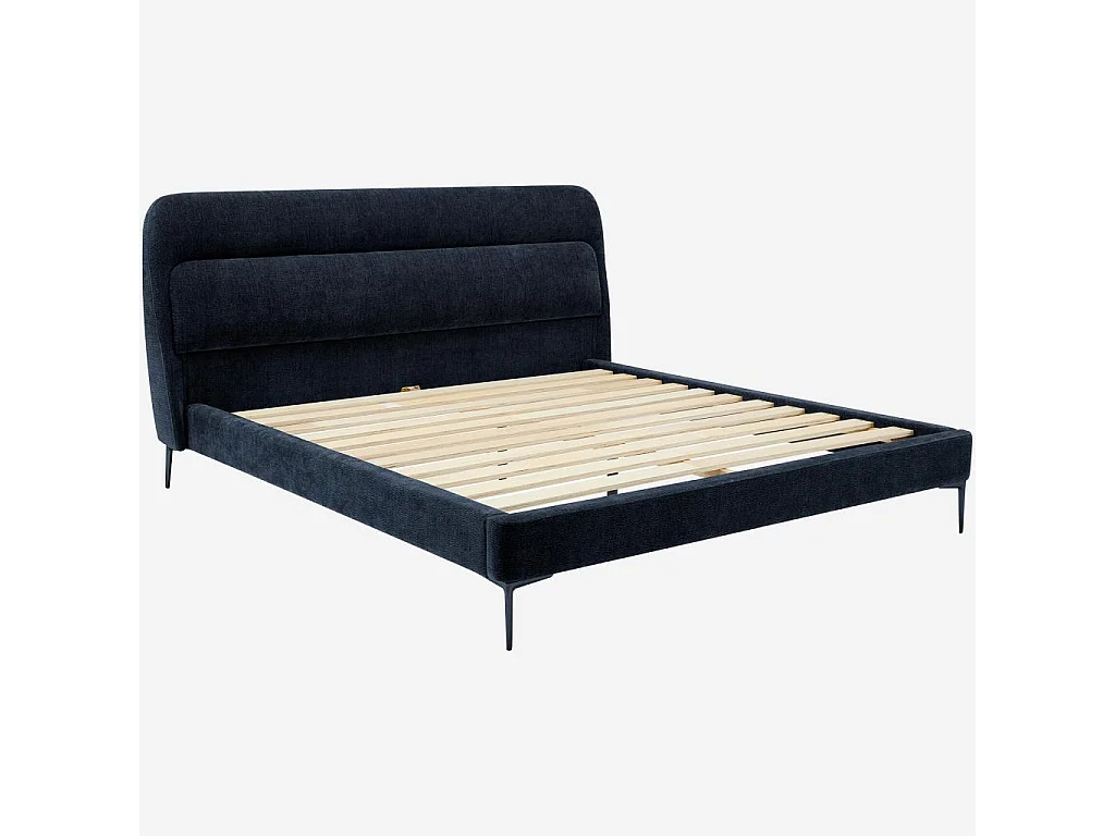 Habitat - Lit 180 x 200 cm en tissu - Bleu nuit - Izmir