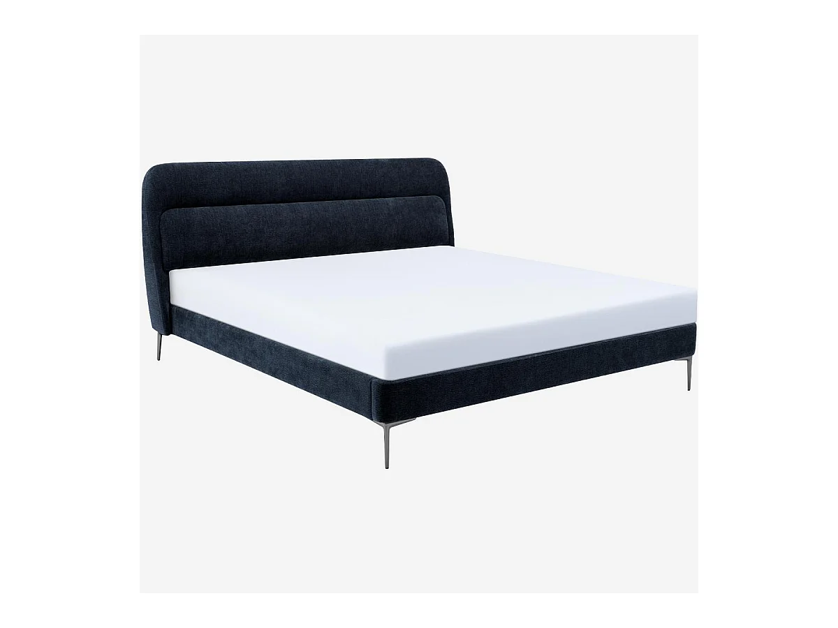 Habitat - Lit 180 x 200 cm en tissu - Bleu nuit - Izmir