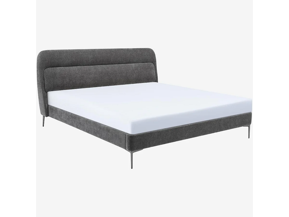 Habitat - Lit 180 x 200 cm en tissu - Gris galet - Izmir