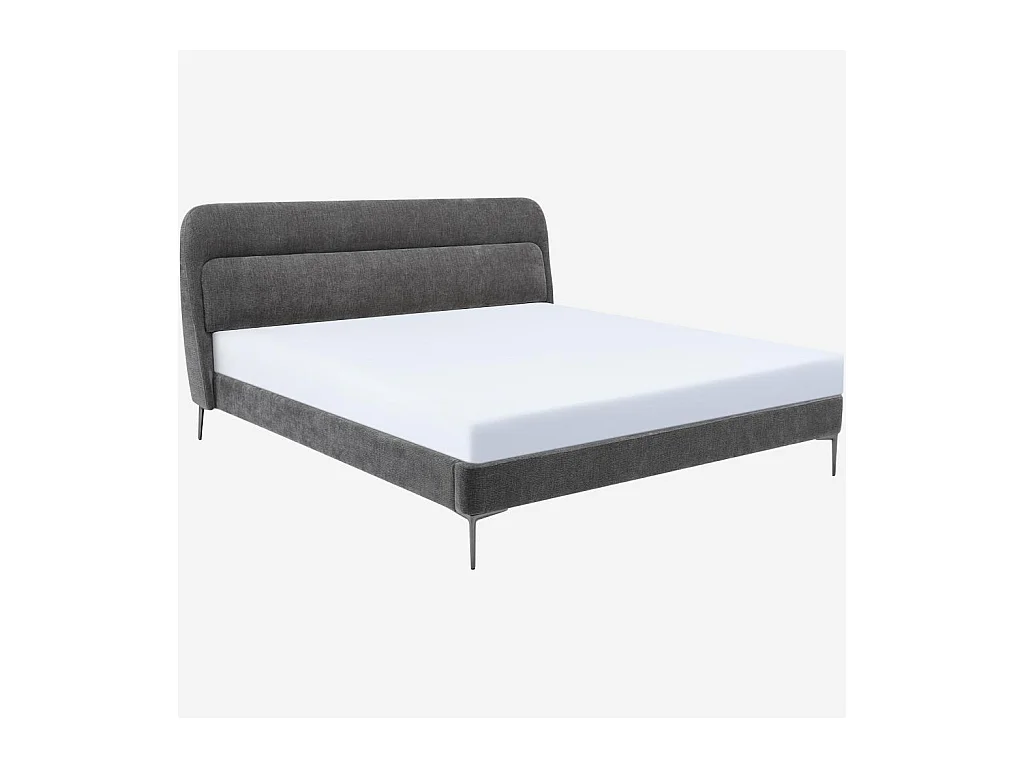 Habitat - Lit 180 x 200 cm en tissu - Gris galet - Izmir