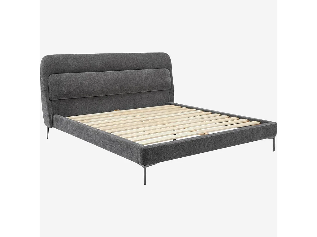 Habitat - Lit 180 x 200 cm en tissu - Gris galet - Izmir