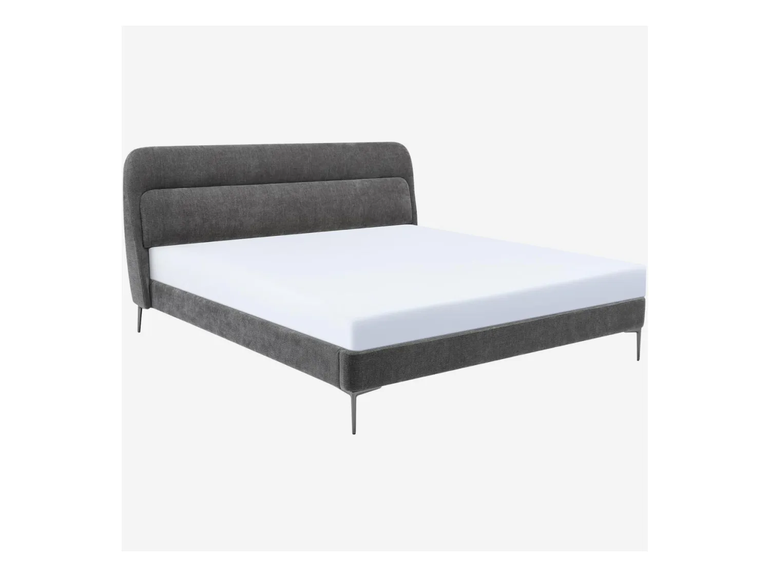 Habitat - Lit 180 x 200 cm en tissu - Gris galet - Izmir