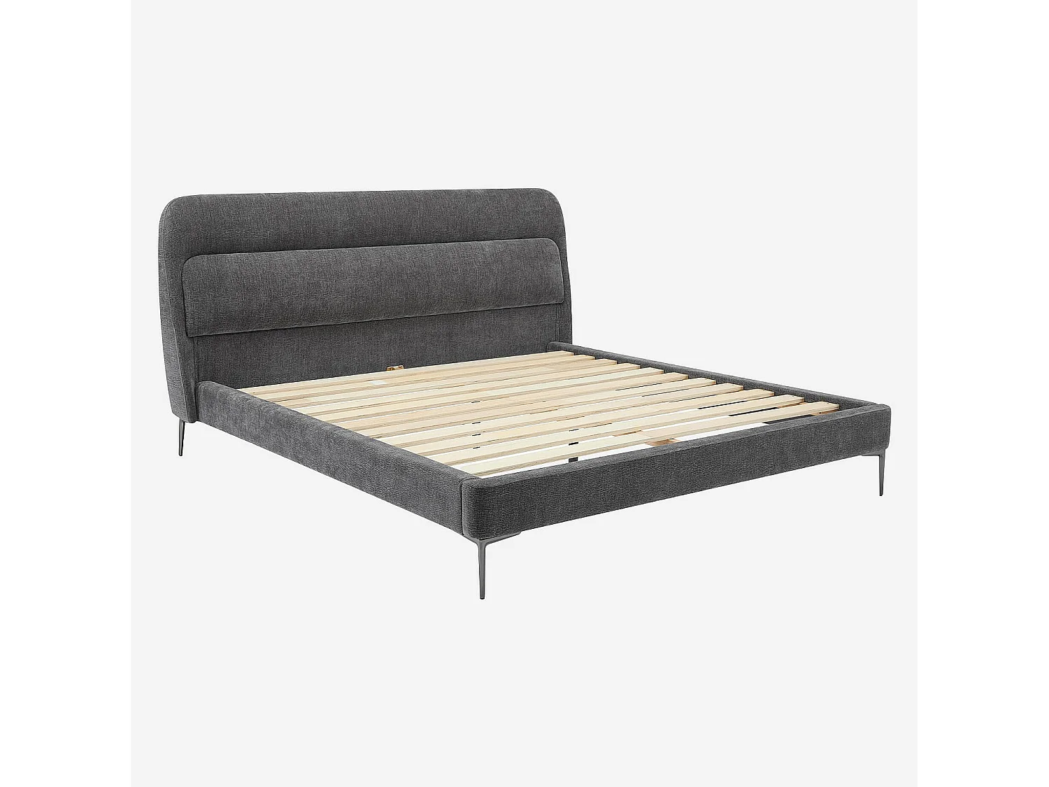 Lit 180 x 200 cm en tissu - Gris galet