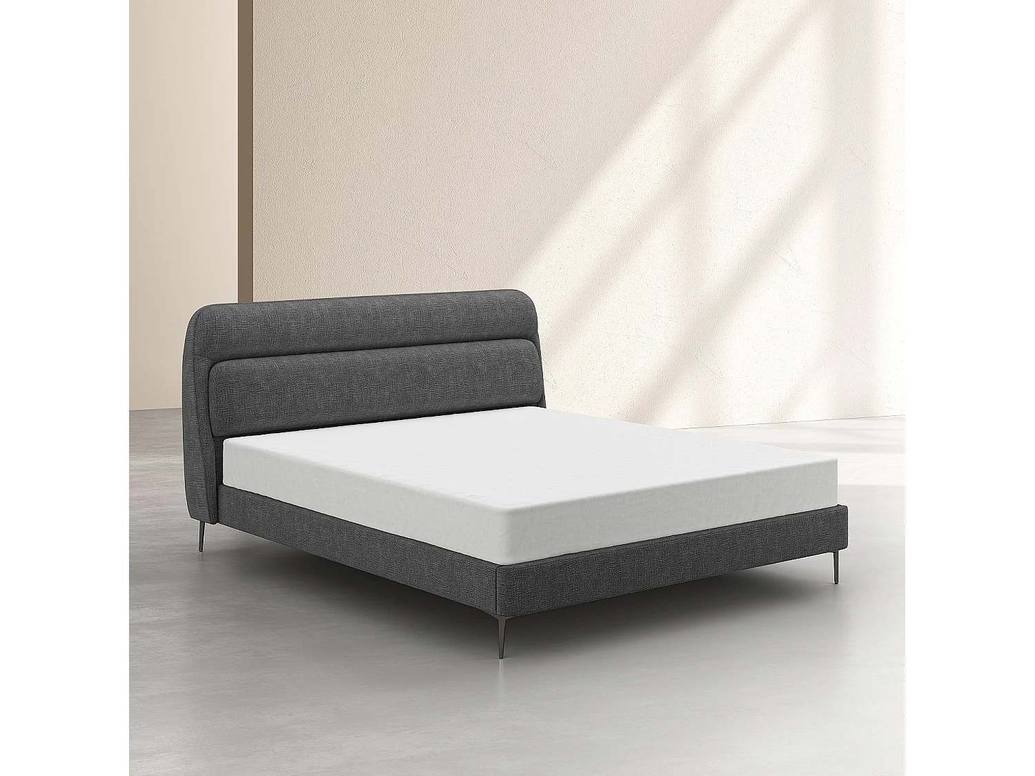 Lit 180 x 200 cm en tissu - Gris galet