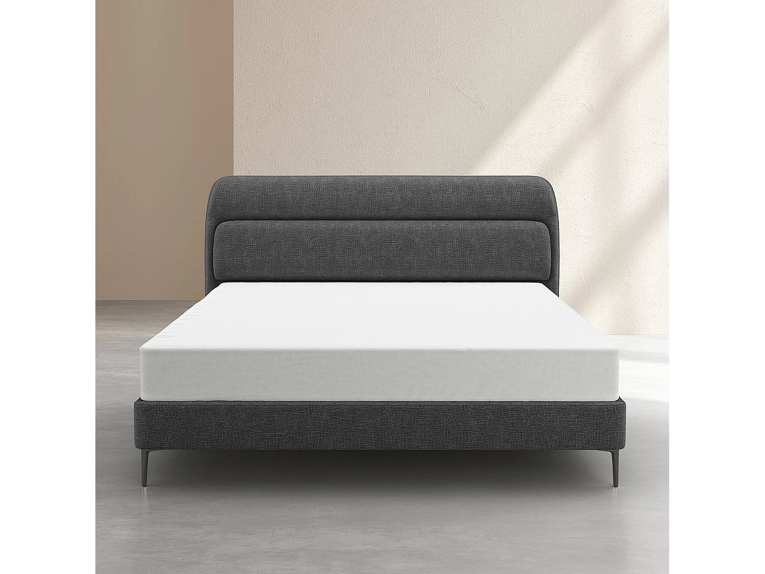 Lit 180 x 200 cm en tissu - Gris galet