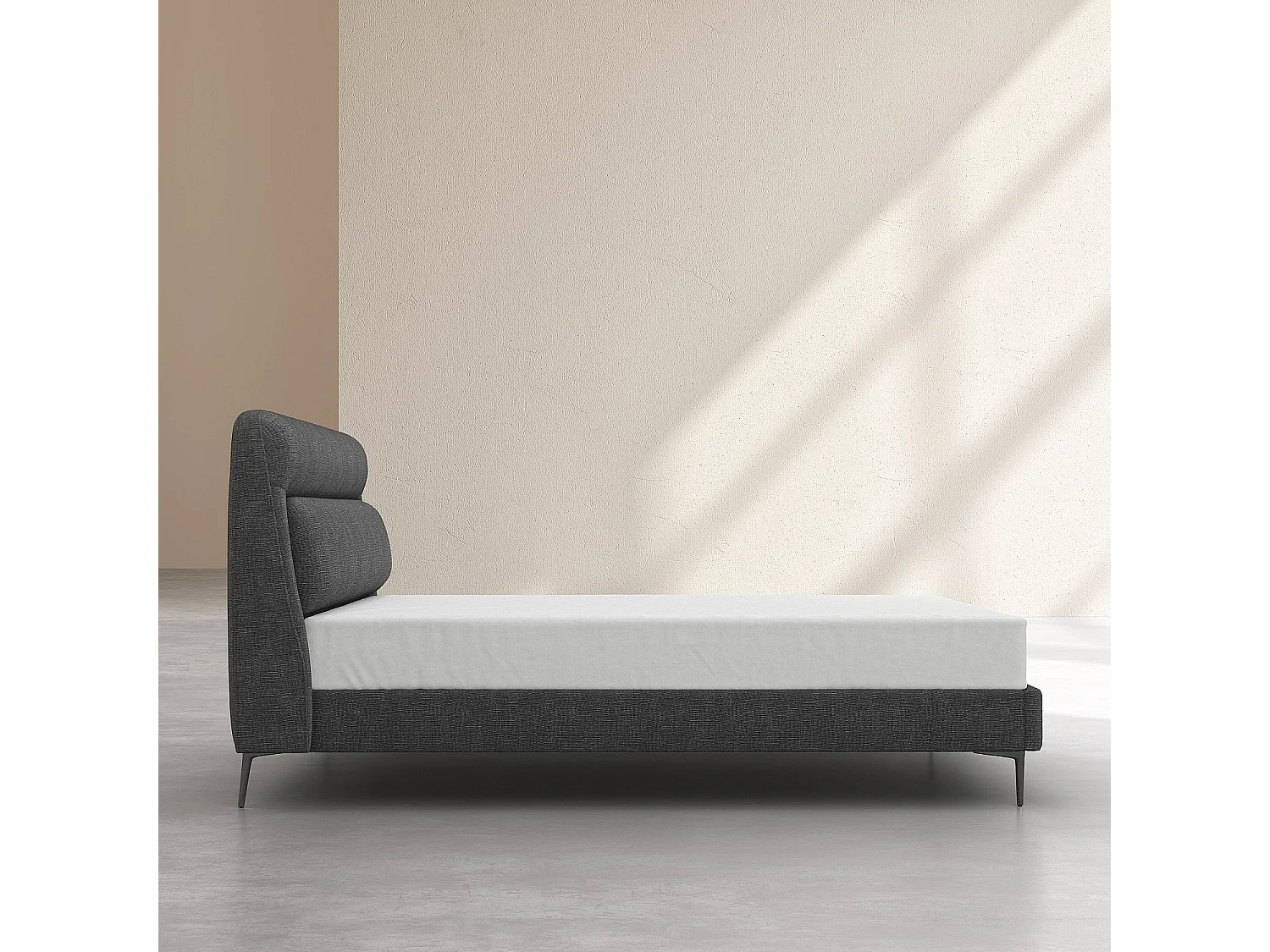 Lit 180 x 200 cm en tissu - Gris galet