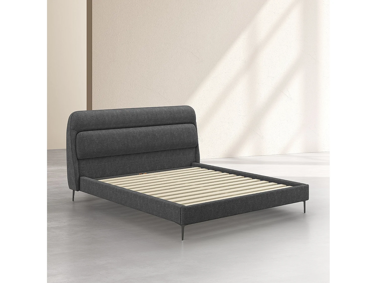 Lit 180 x 200 cm en tissu - Gris galet