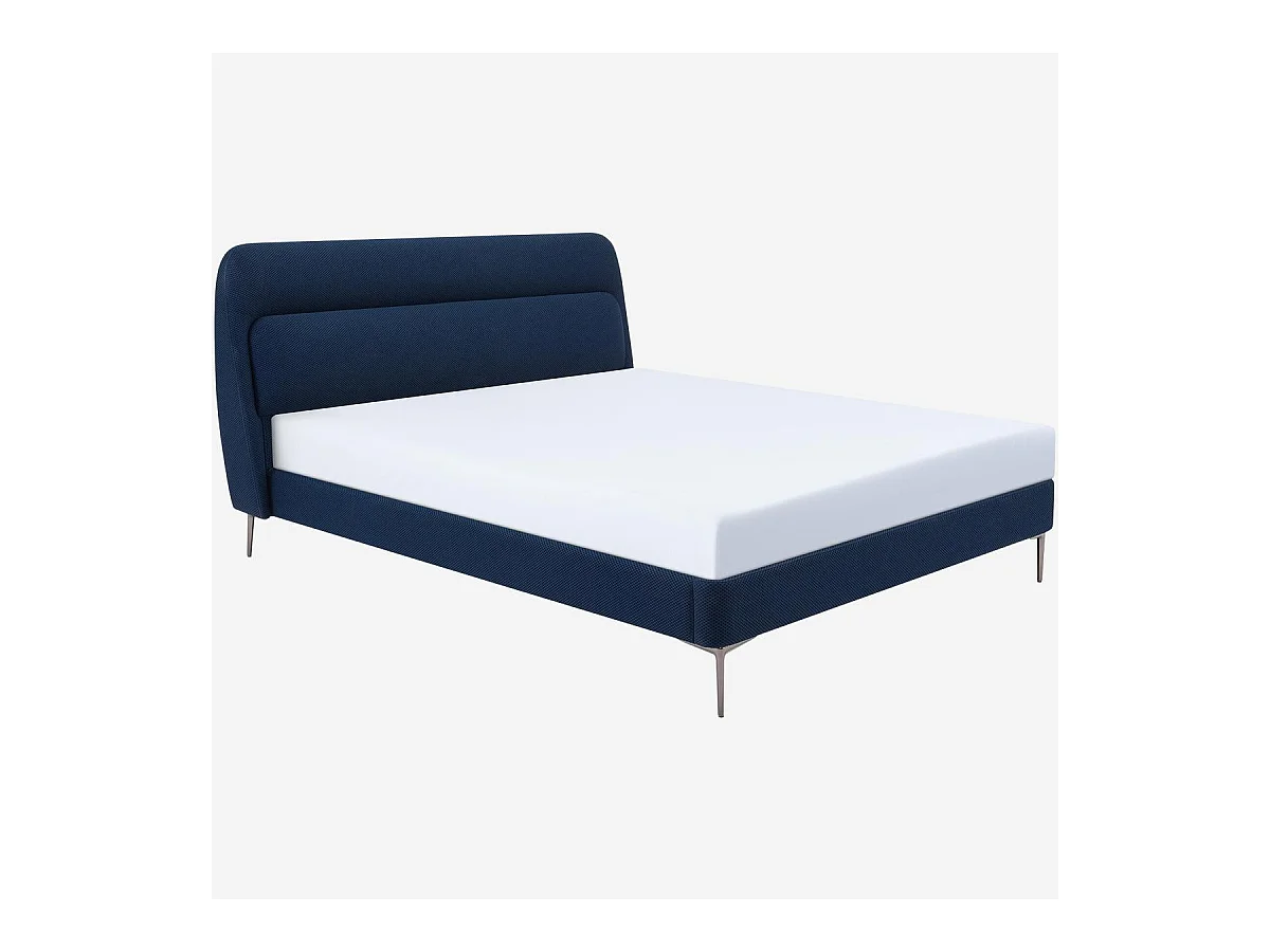 Habitat - Lit 160 x 200 cm en tissu 3D - Bleu marine - Izmir