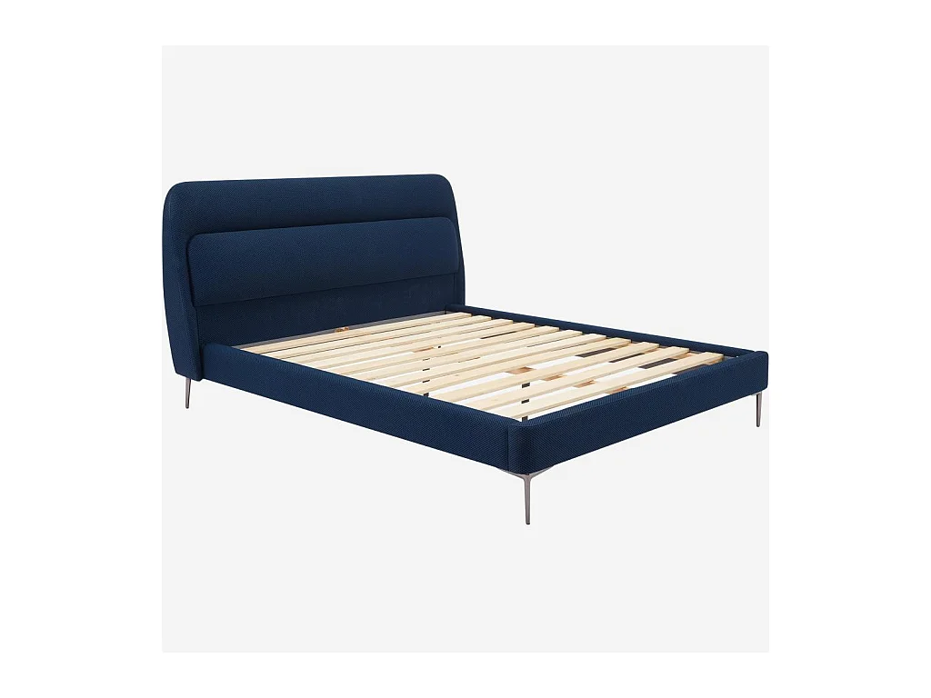 Habitat - Lit 160 x 200 cm en tissu 3D - Bleu marine - Izmir