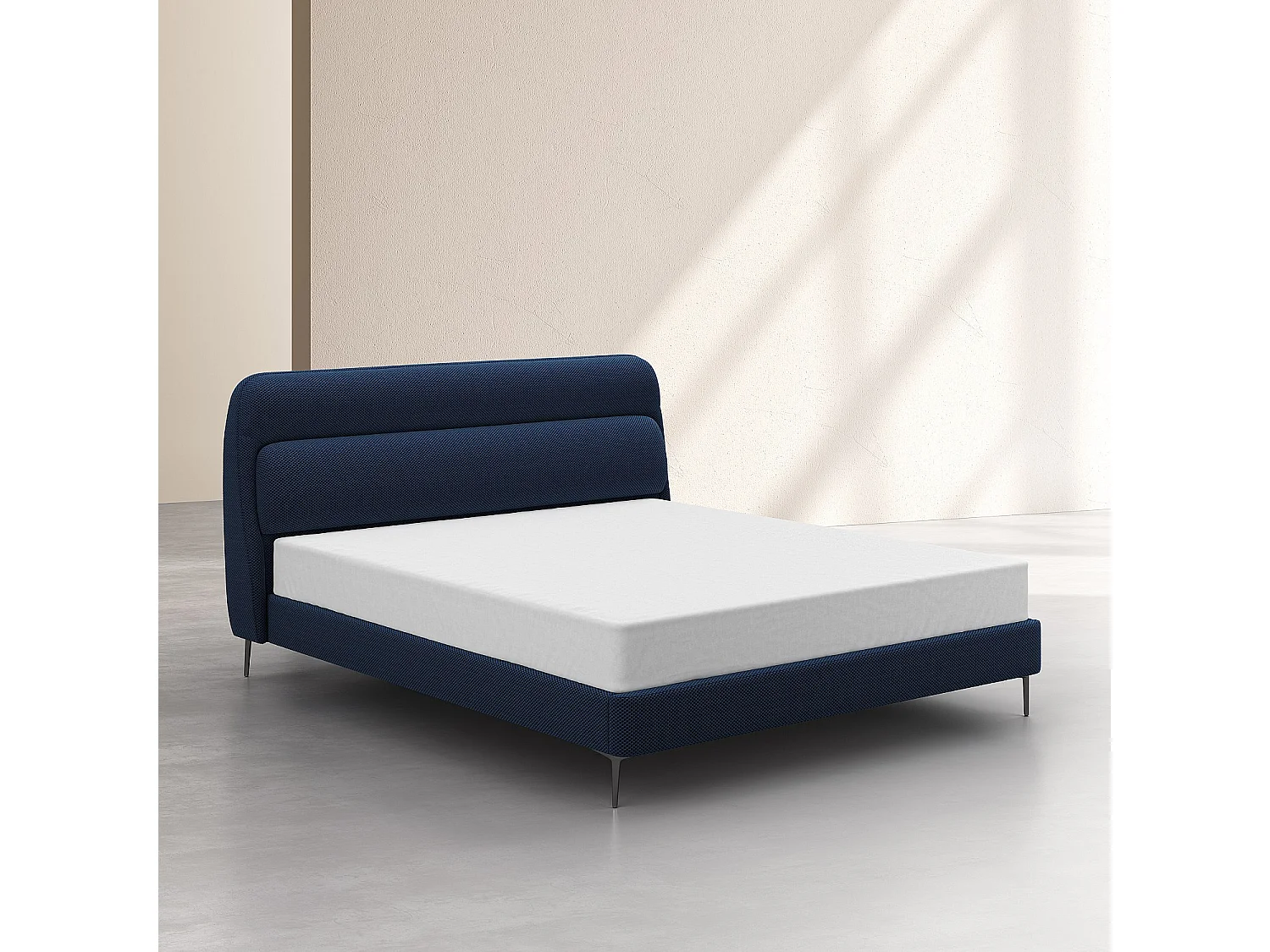 Habitat - Lit 160 x 200 cm en tissu 3D - Bleu marine - Izmir