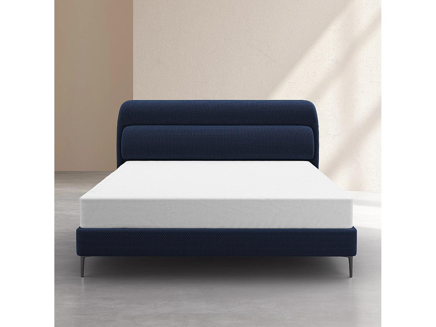 Habitat - Lit 160 x 200 cm en tissu 3D - Bleu marine - Izmir