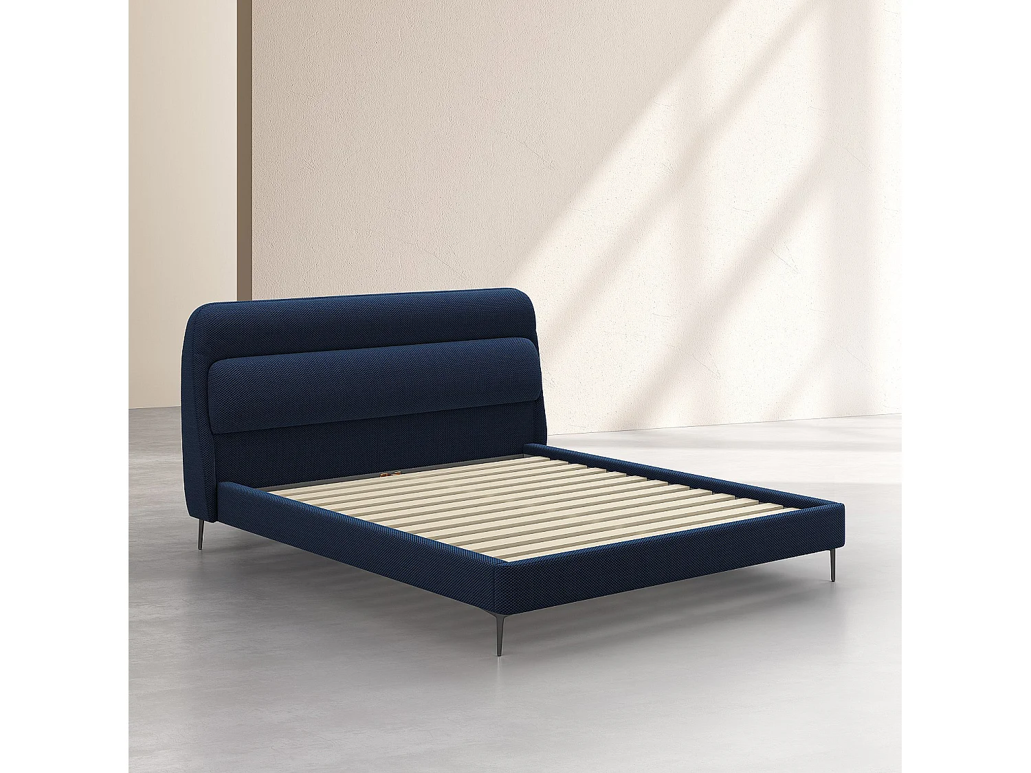 Habitat - Lit 160 x 200 cm en tissu 3D - Bleu marine - Izmir