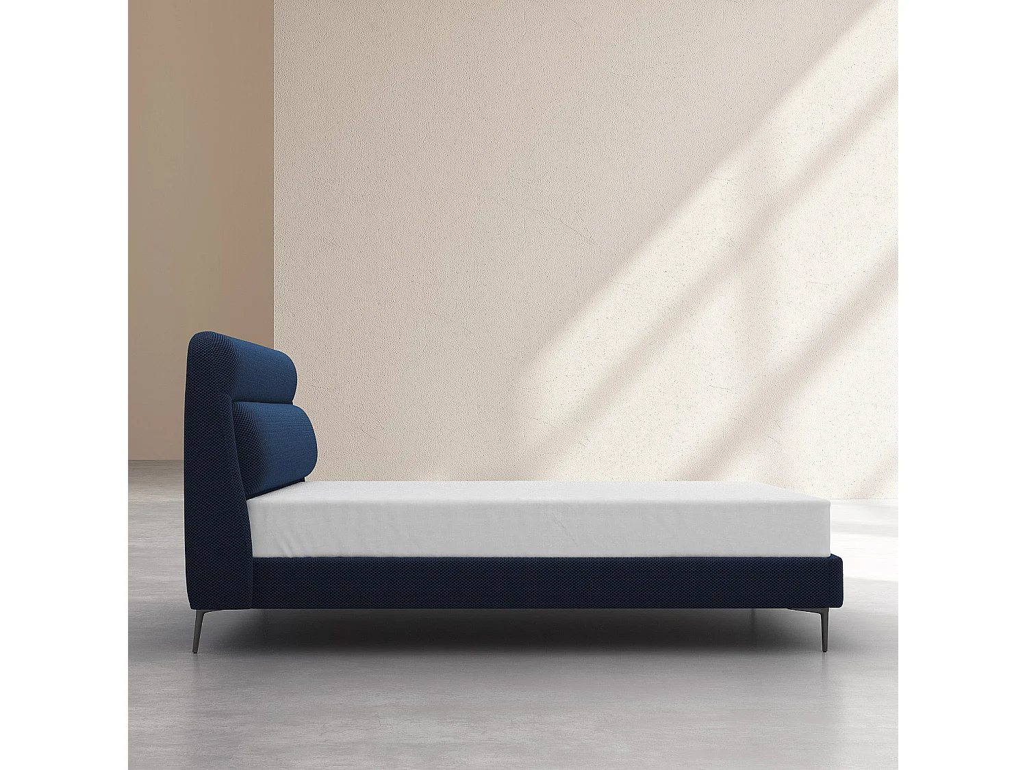 Habitat - Lit 160 x 200 cm en tissu 3D - Bleu marine - Izmir