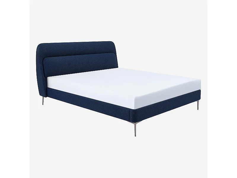 Habitat - Lit 160 x 200 cm en tissu 3D - Bleu marine - Izmir