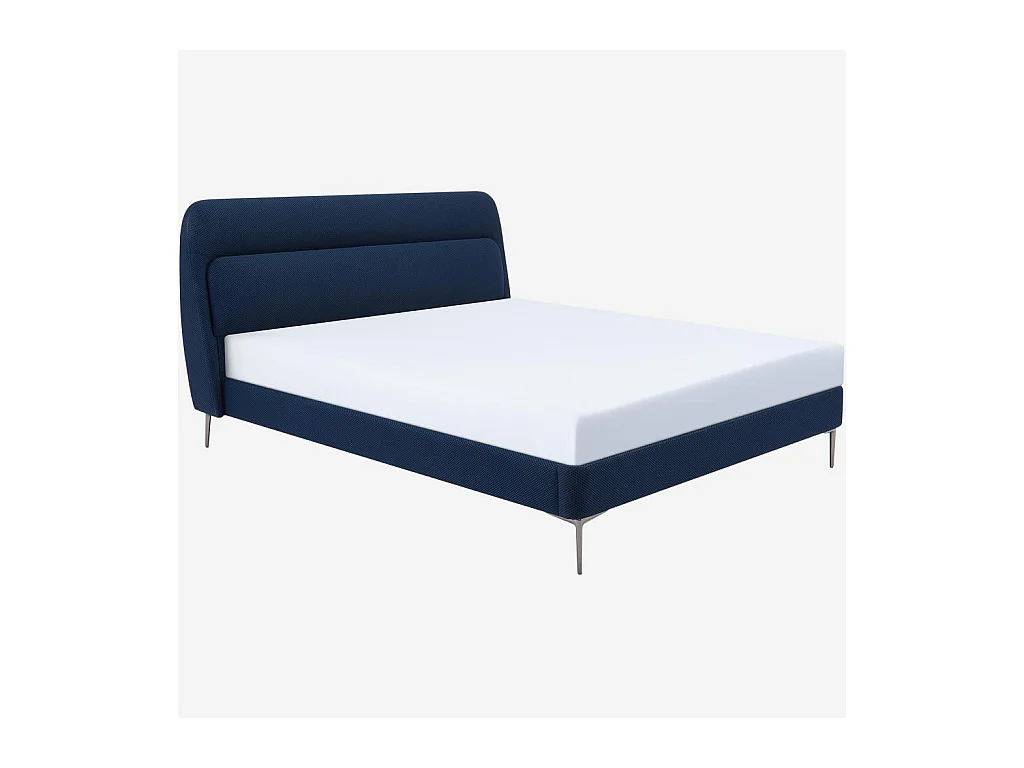 Habitat - Lit 180 x 200 cm en tissu 3D - Bleu marine - Izmir