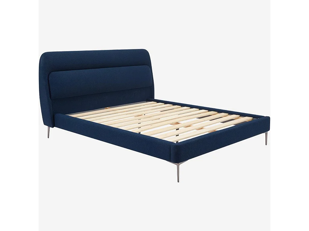 Habitat - Lit 180 x 200 cm en tissu 3D - Bleu marine - Izmir