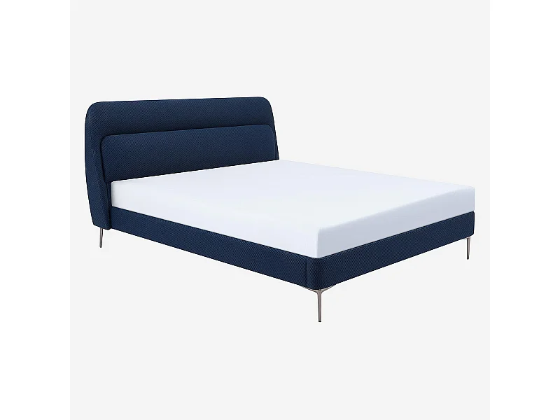 Habitat - Lit 180 x 200 cm en tissu 3D - Bleu marine - Izmir