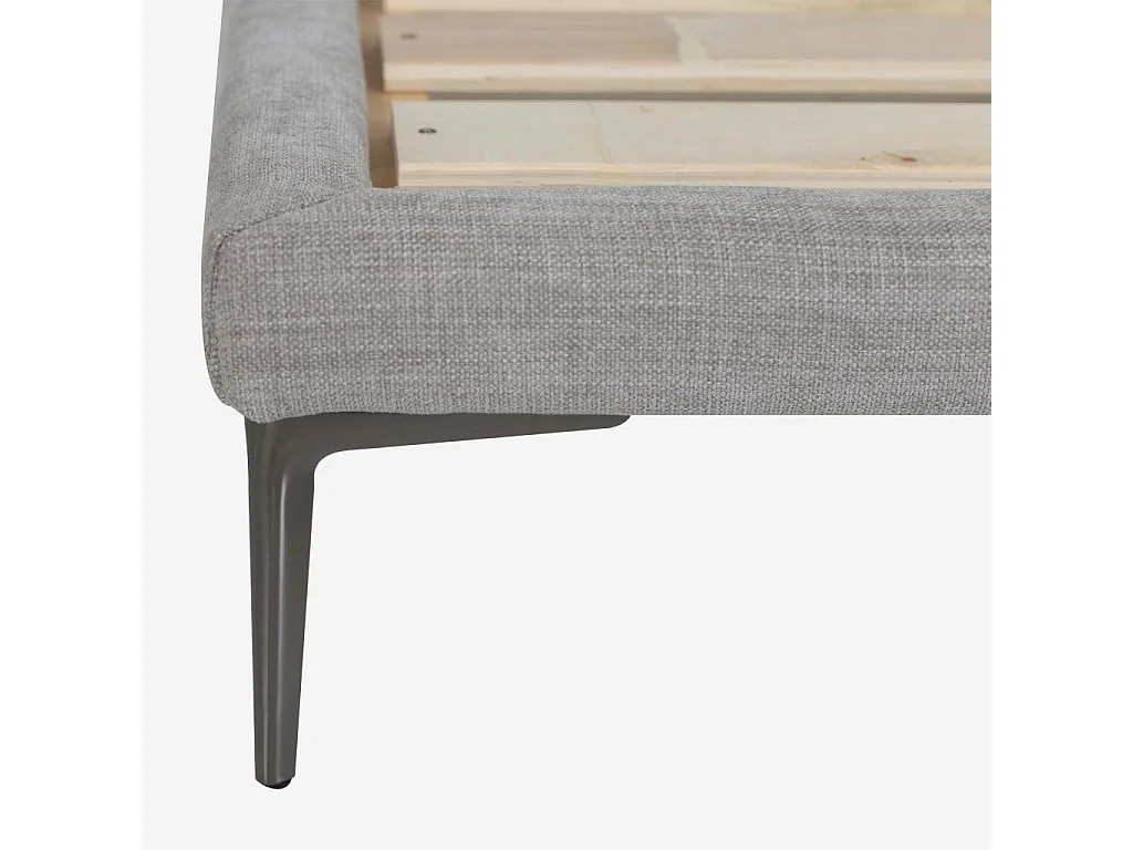 Habitat - Lit 160 x 200 cm en tissu - Gris perle - Softy