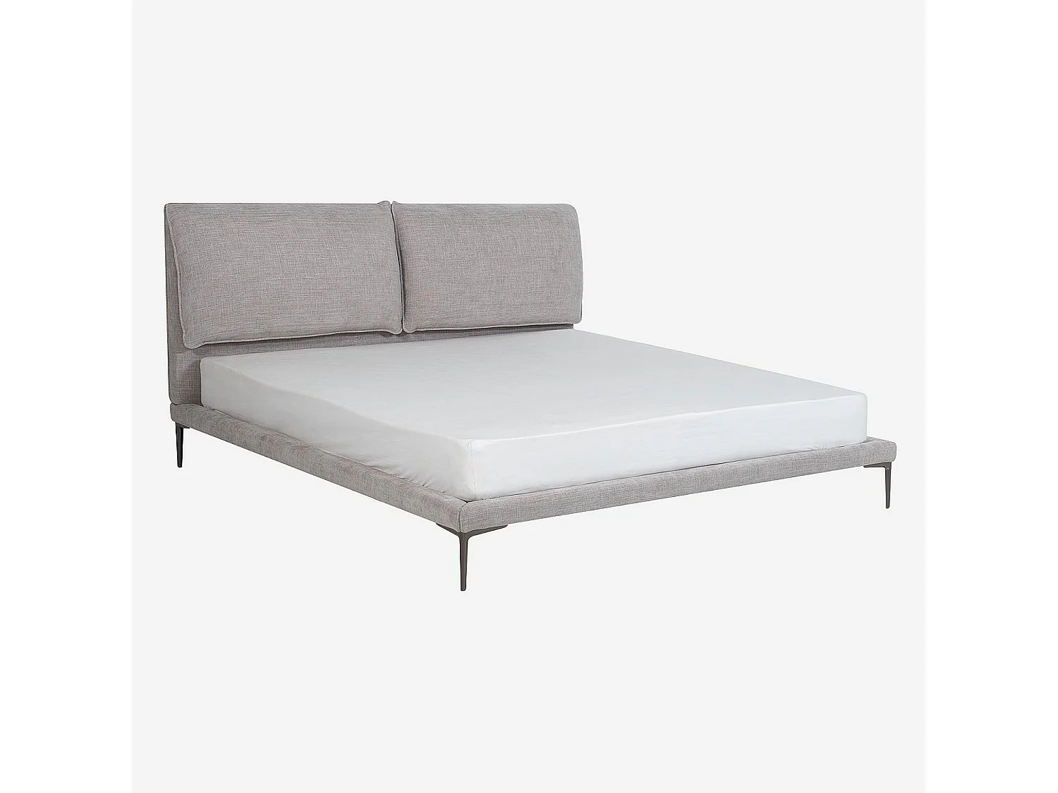 Habitat - Lit 160 x 200 cm en tissu - Gris perle - Softy