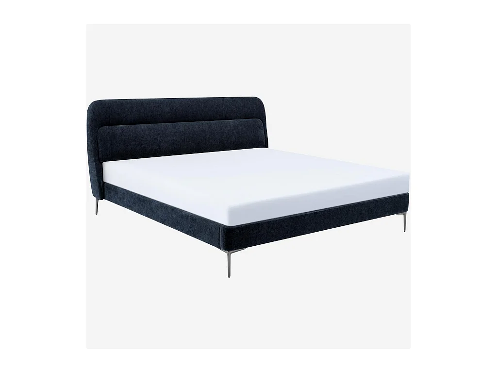 Habitat - Lit 160 x 200 cm en tissu - Bleu nuit - Izmir