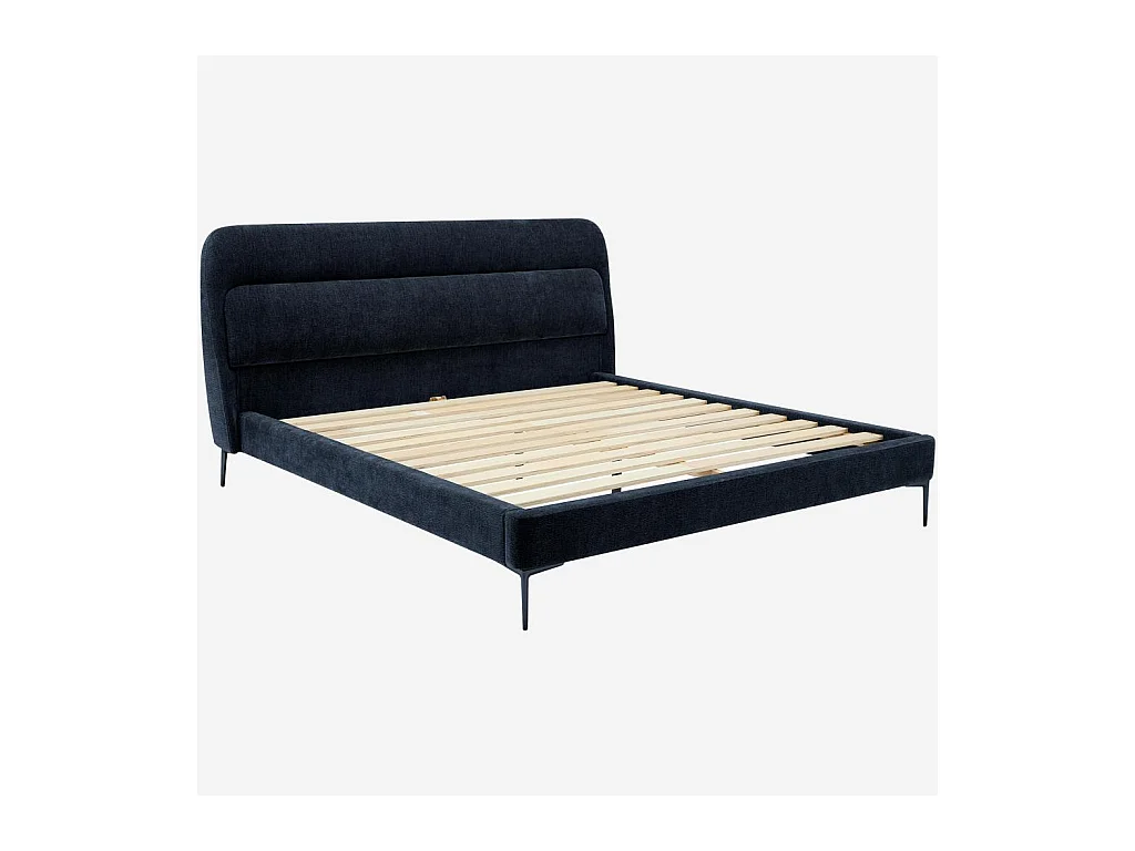 Habitat - Lit 160 x 200 cm en tissu - Bleu nuit - Izmir