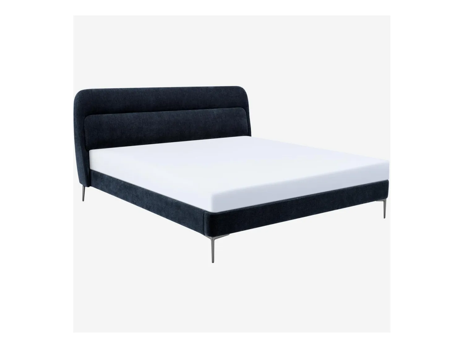 Habitat - Lit 160 x 200 cm en tissu - Bleu nuit - Izmir