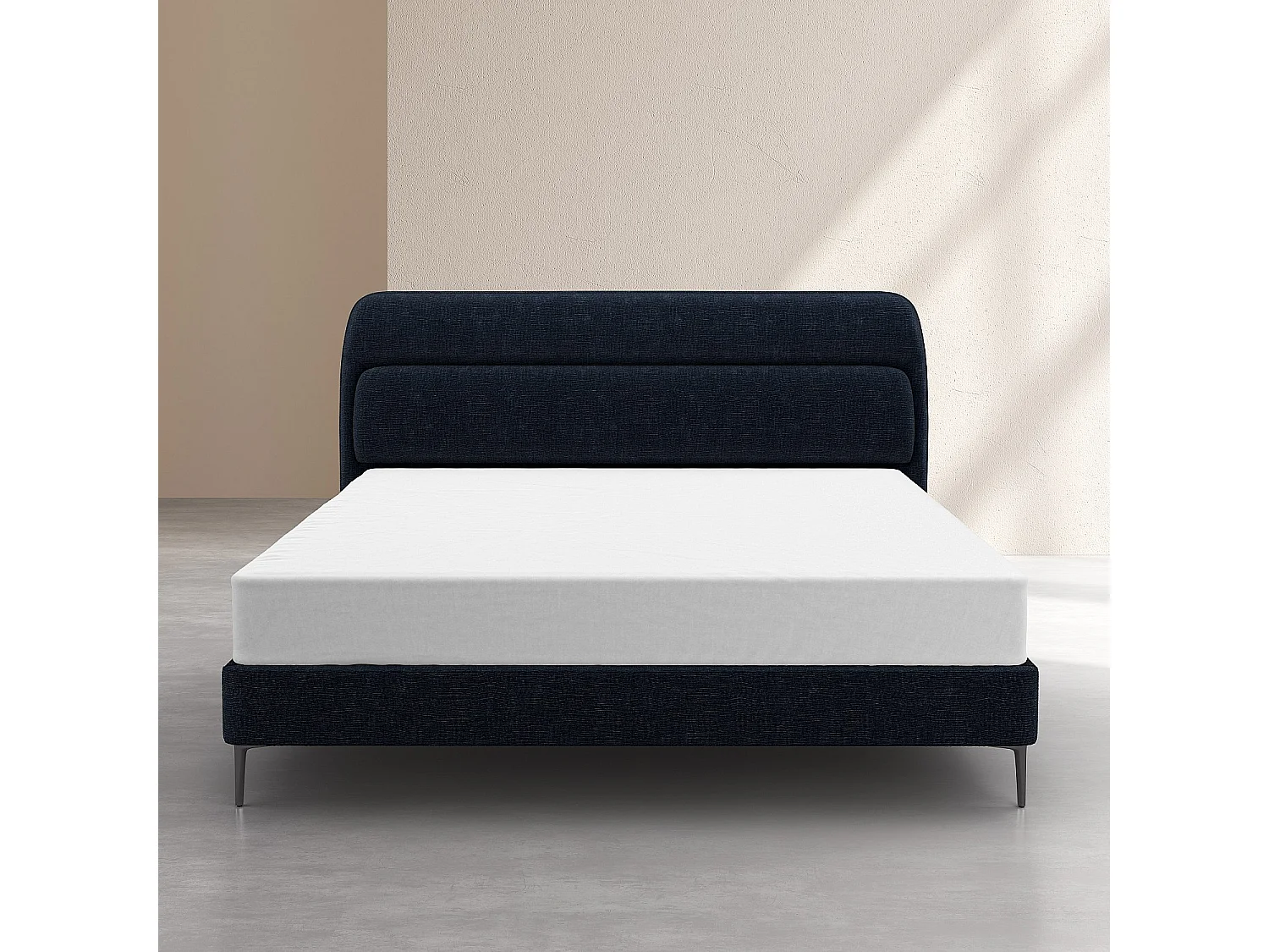 Habitat - Lit 160 x 200 cm en tissu - Bleu nuit IZMIR