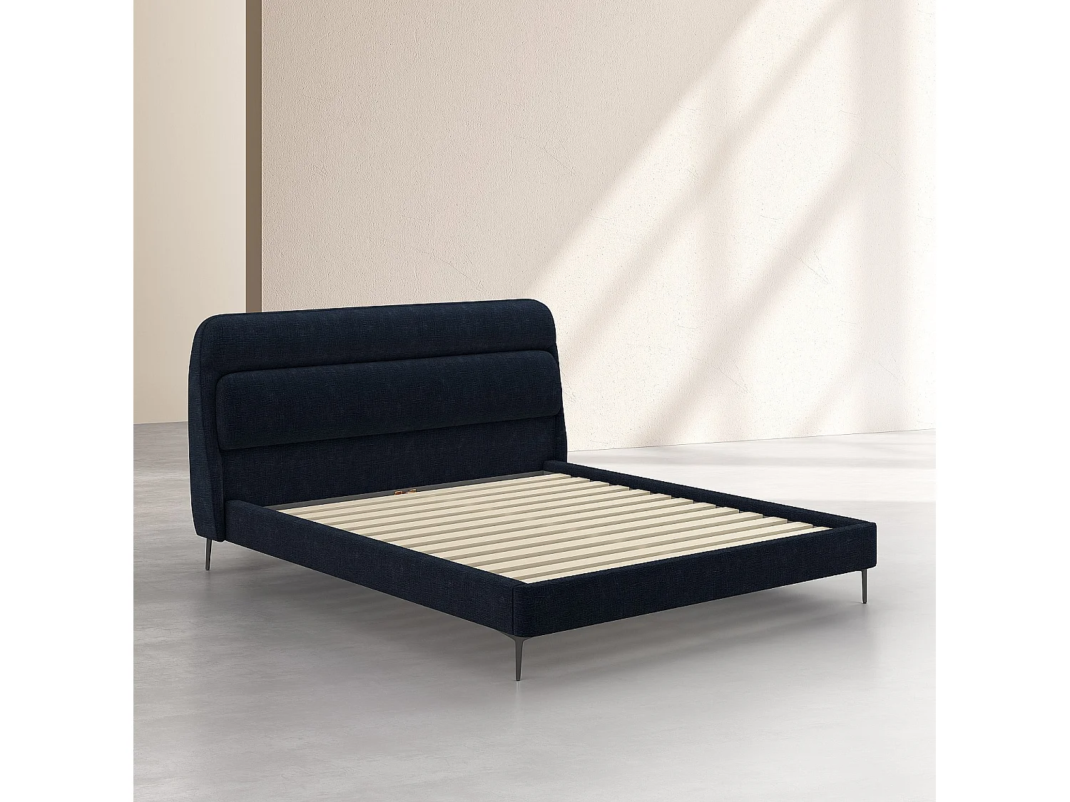 Habitat - Lit 160 x 200 cm en tissu - Bleu nuit IZMIR