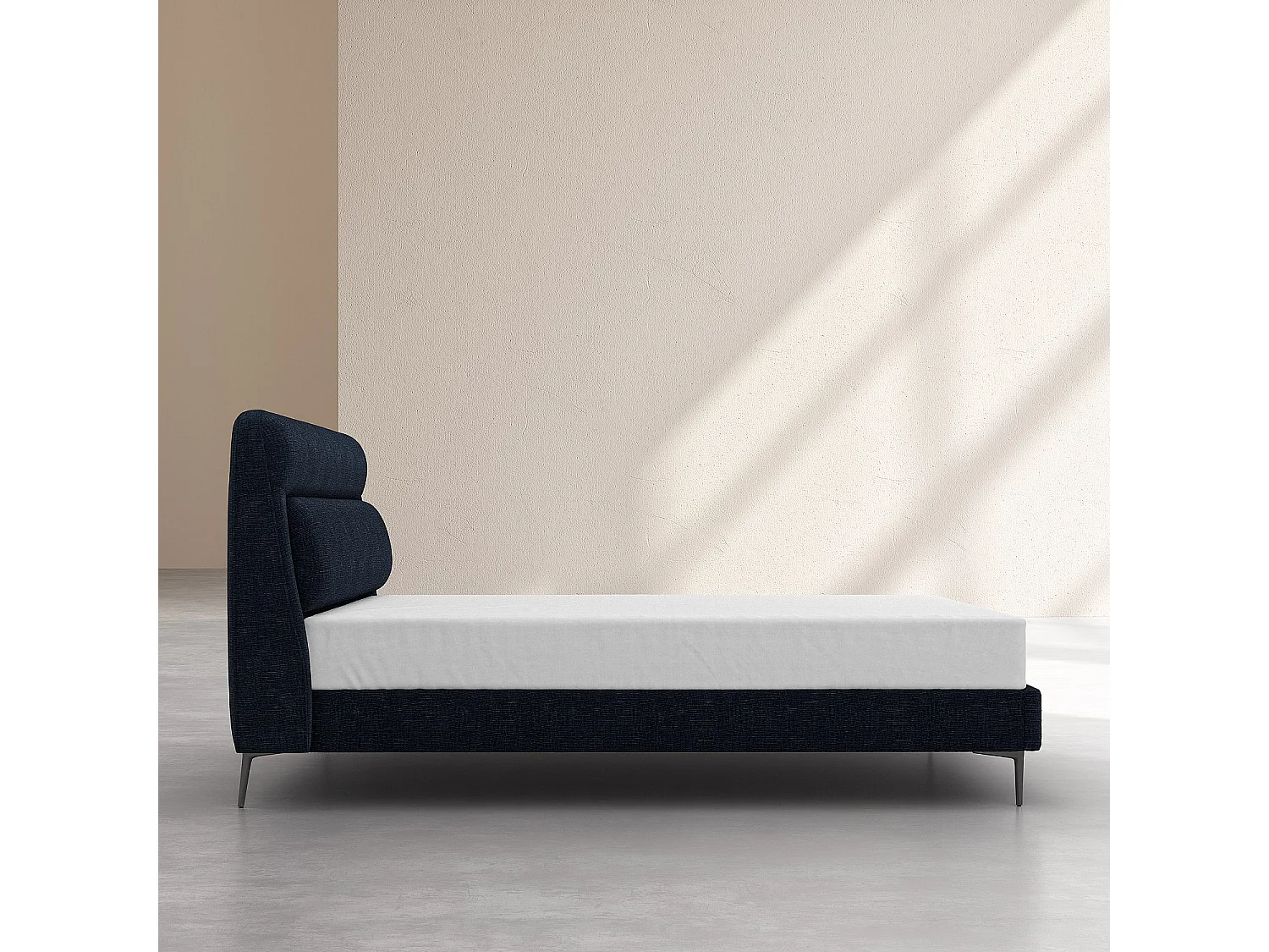 Habitat - Lit 160 x 200 cm en tissu - Bleu nuit IZMIR