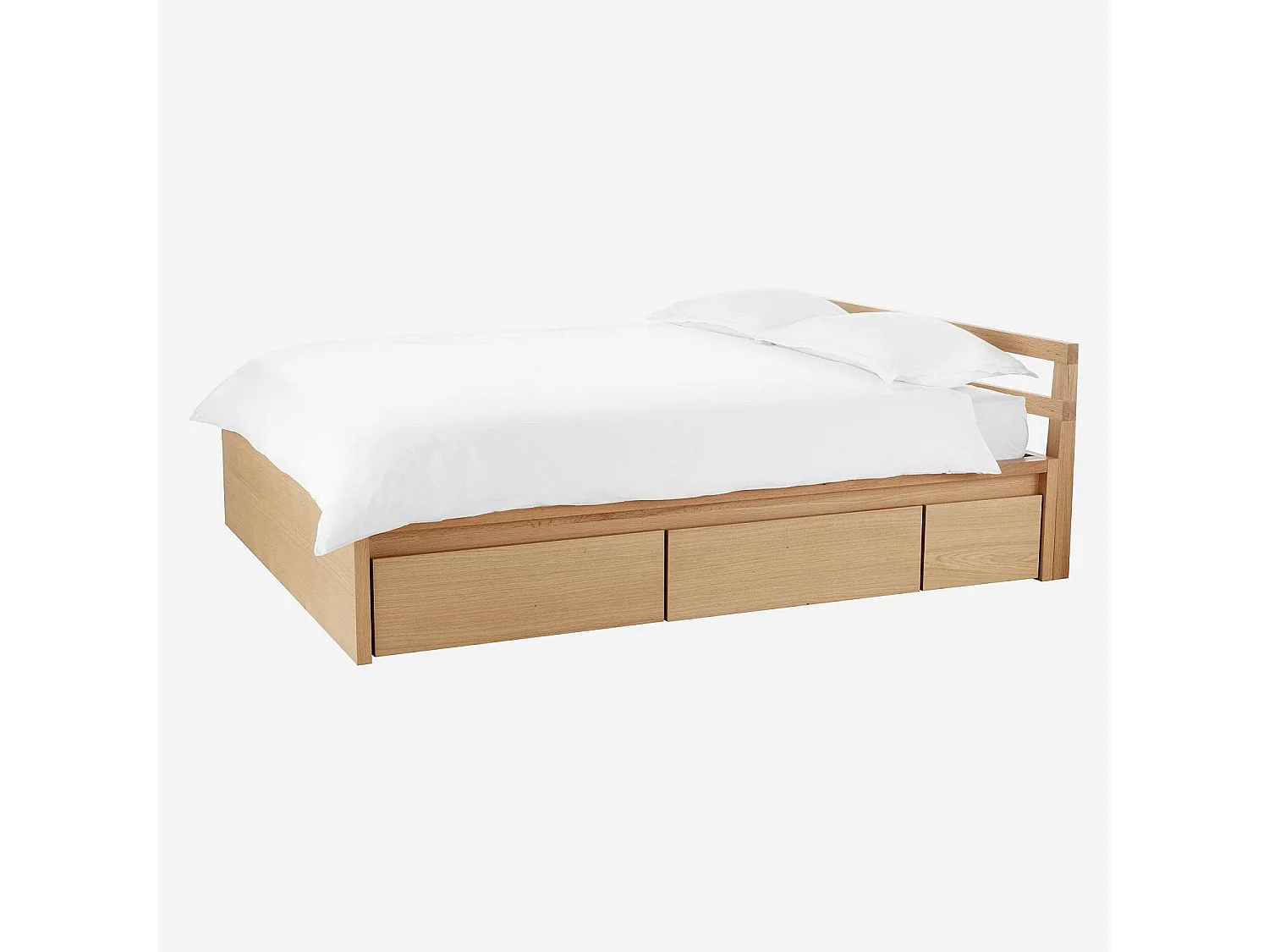 Habitat - Lit 160 x 200 cm avec rangements en chêne - Naturel - Adams II