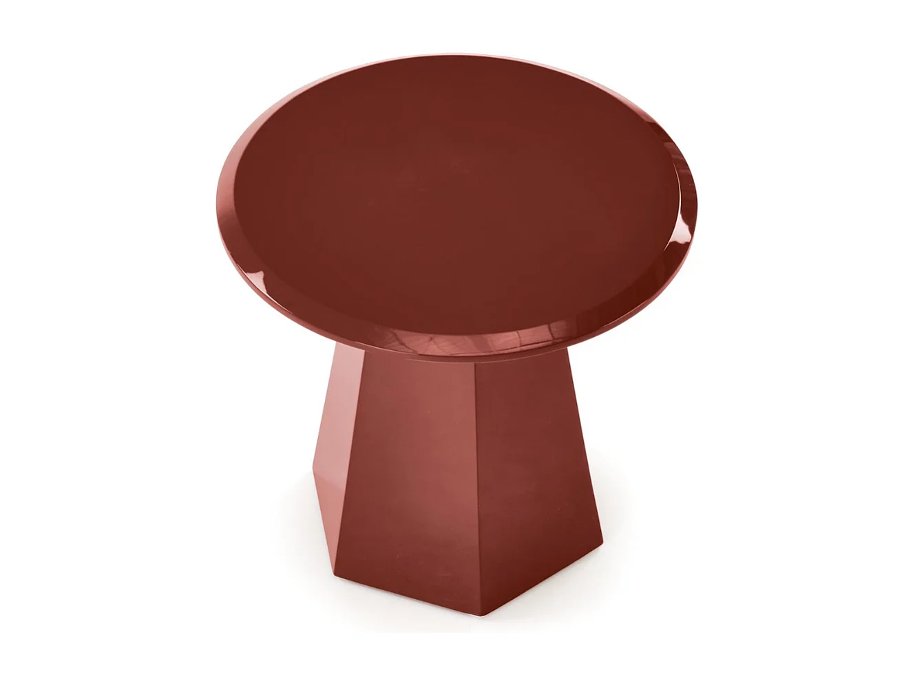 Bout de canapé design bordeaux laqué avec plateau rond 50 cm KIMI