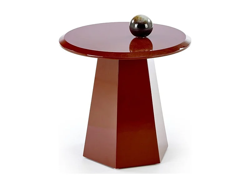 Bout de canapé design bordeaux laqué avec plateau rond 50 cm KIMI