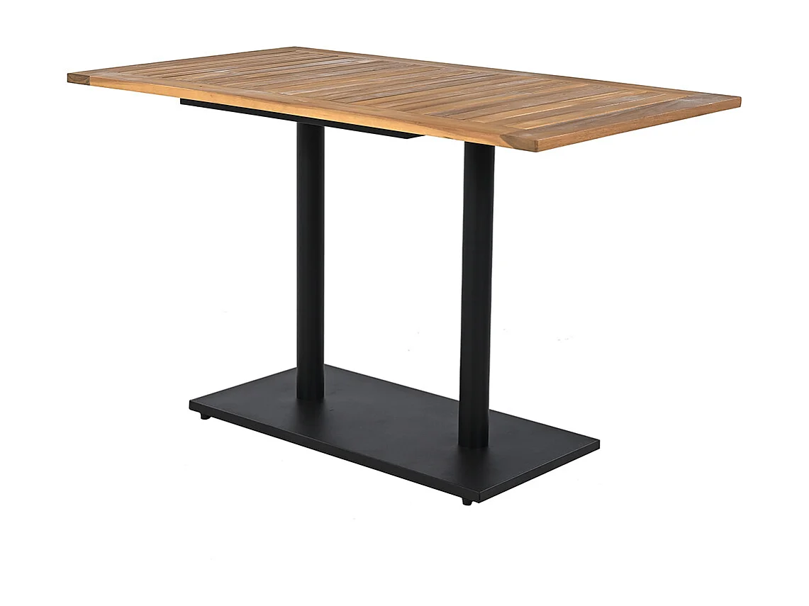 Conjunto de mesa e cadeira de exterior de 5 peças para 4 pessoas em simultâneo, com tampo de mesa em madeira maciça de acácia e cadeiras em rotim PE