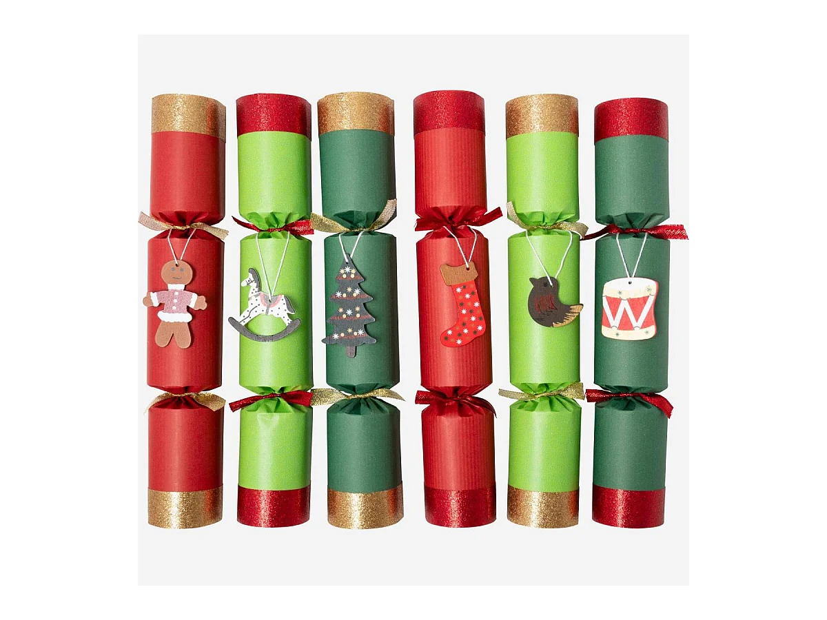 Habitat - Lot de 6 crackers avec figurine - Rouge - Crackers
