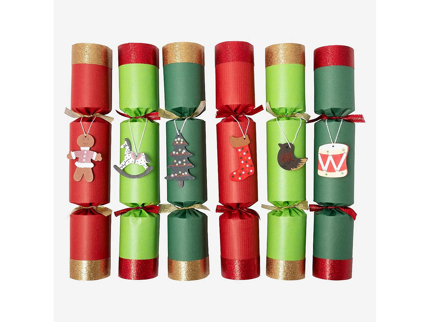 Habitat - Décoration de Noël - Lot de 6 crackers traditionnels faits main - Rouge - Crackers