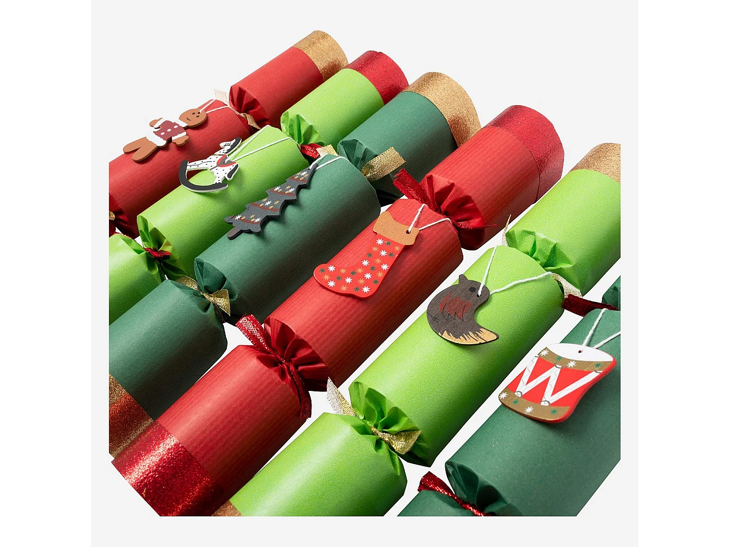 Habitat - Décoration de Noël - Lot de 6 crackers traditionnels faits main - Rouge - Crackers