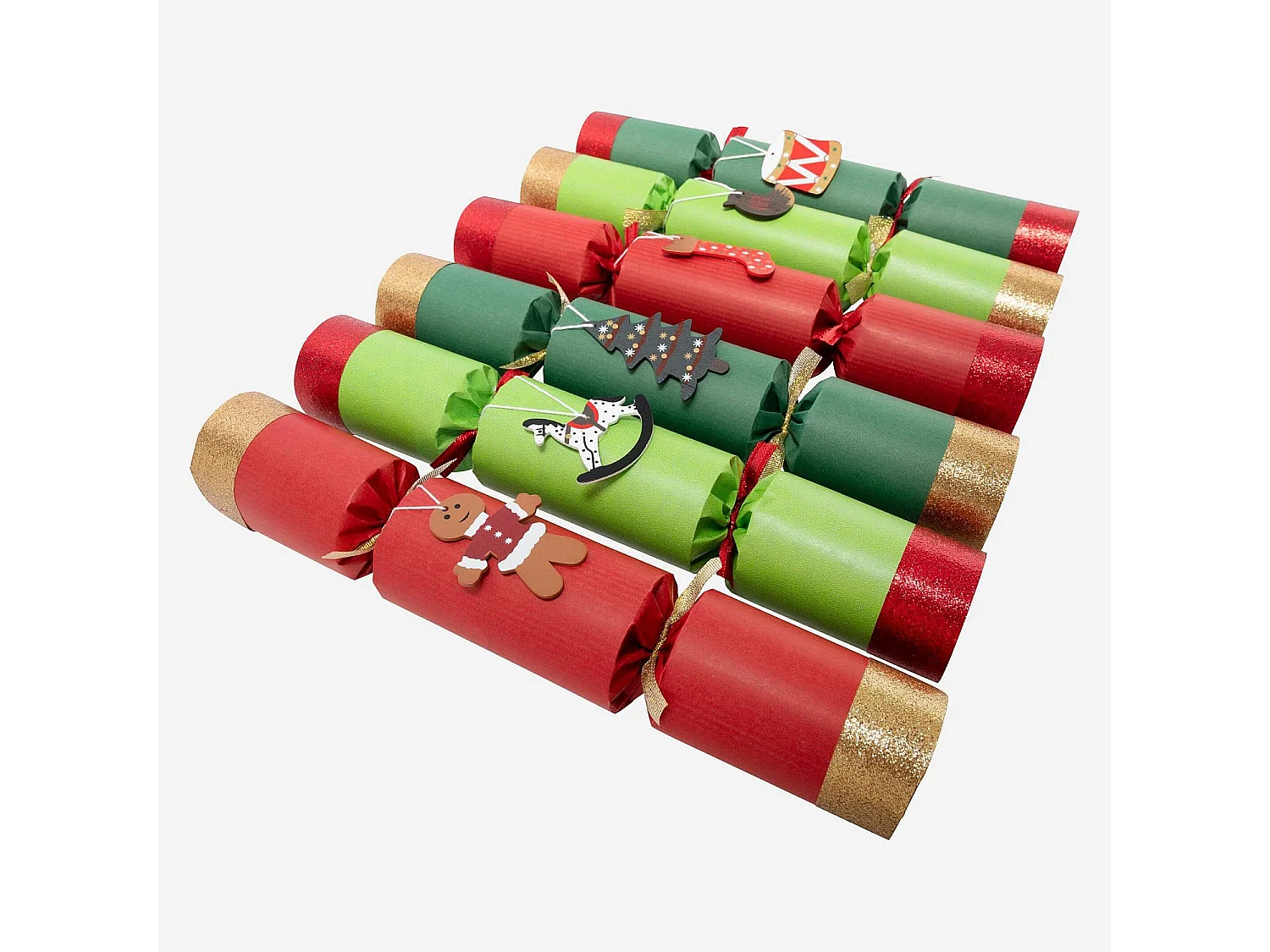 Habitat - Décoration de Noël - Lot de 6 crackers traditionnels faits main - Rouge - Crackers