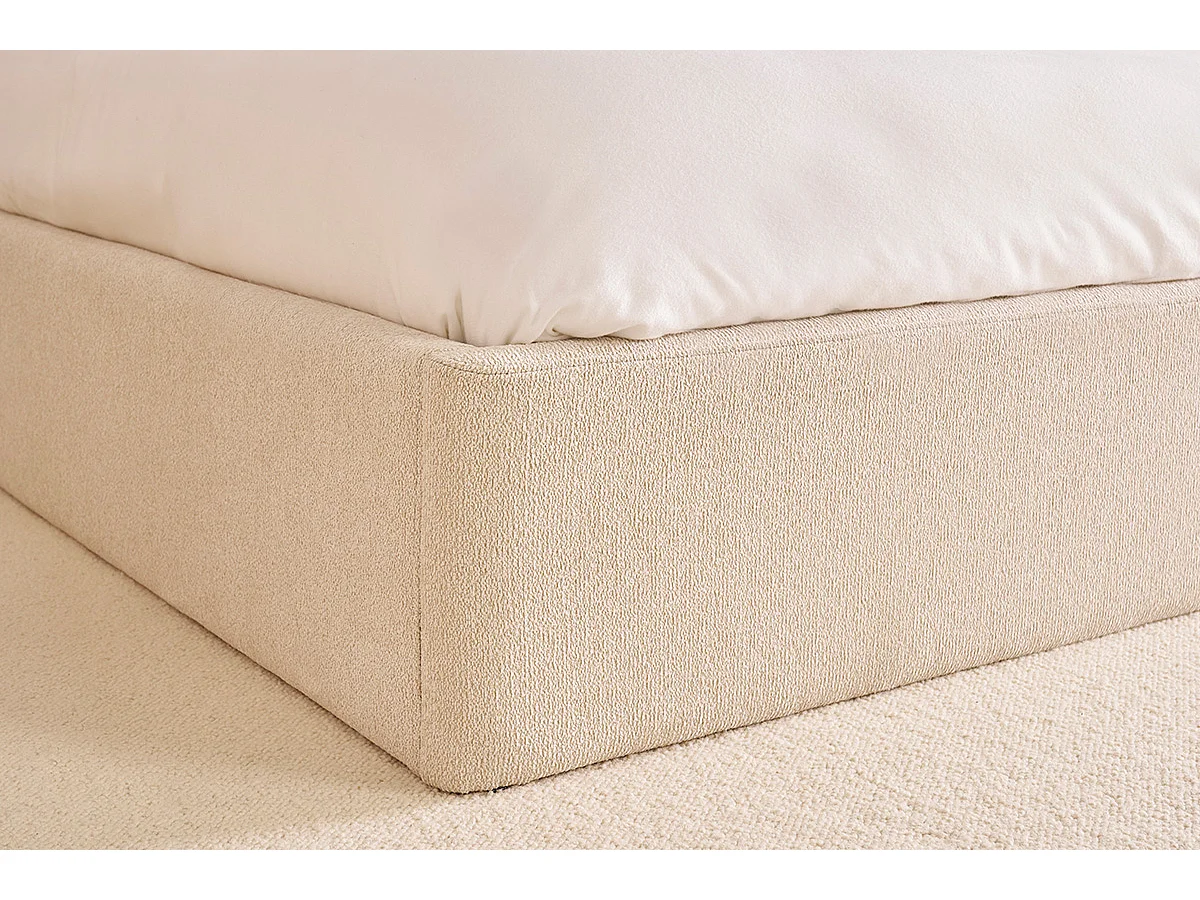 Letto matrimoniale 160x200 cm in tessuto beige texture HONO