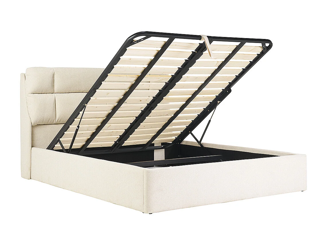 Letto matrimoniale 160x200 cm in tessuto beige texture HONO