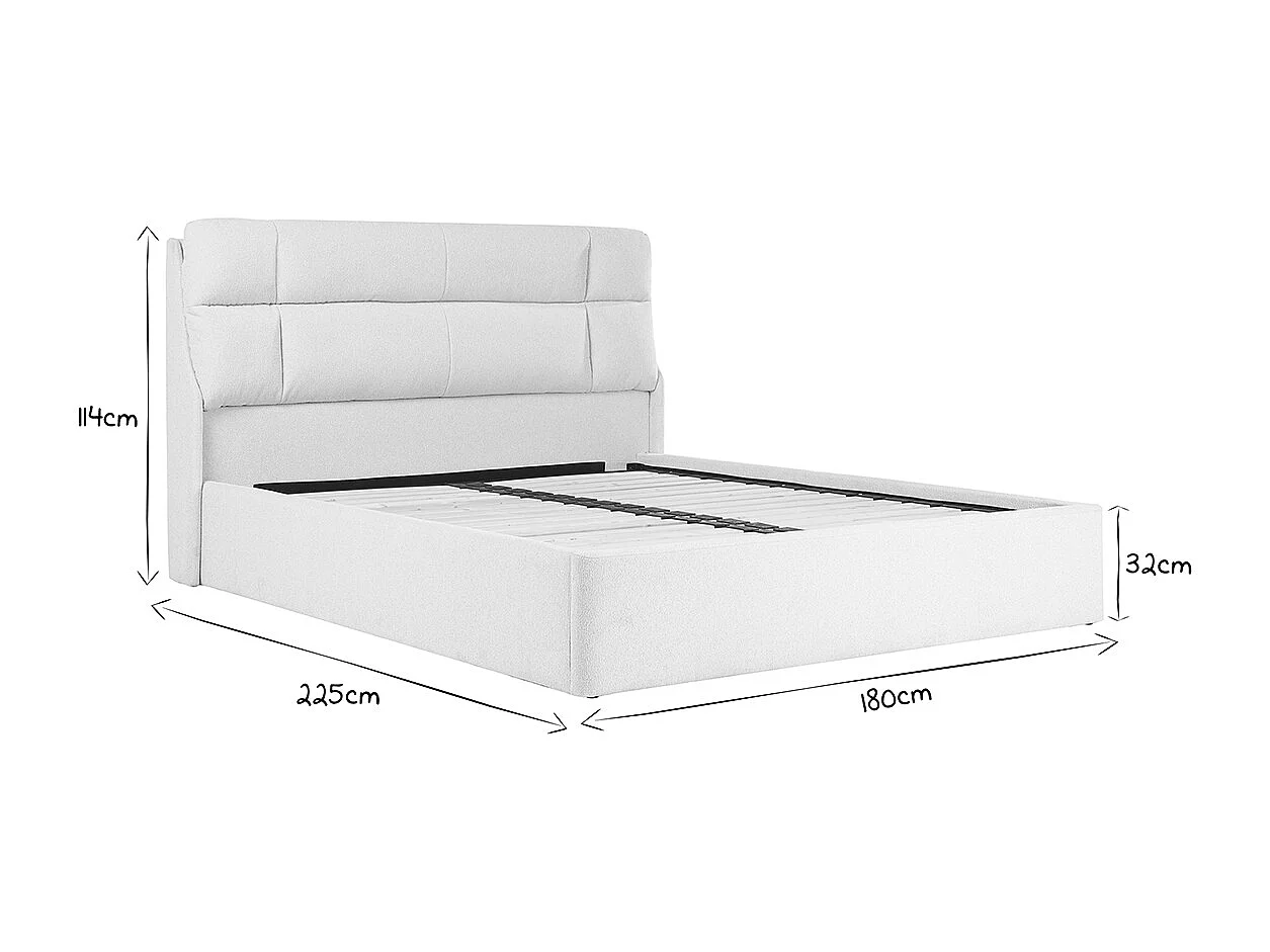 Letto matrimoniale 160x200 cm in tessuto beige texture HONO