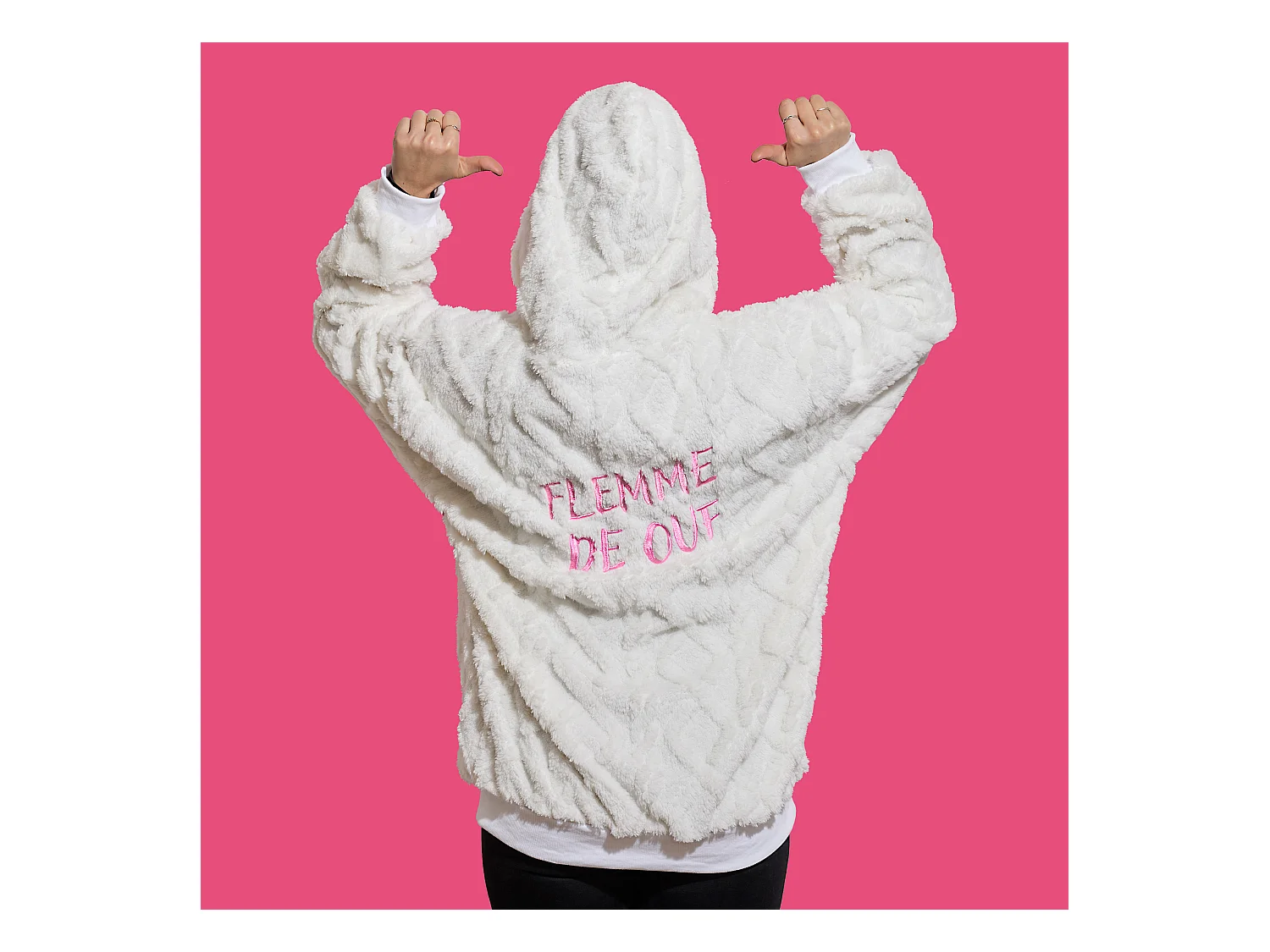 Sweat A Capuche Hoodie Flemme De Ouf Blanc Blanc, Rose